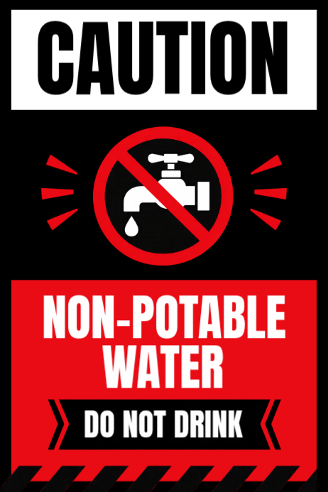 Indicator Sign Post Modèle Black Typographic Non Potable Water Warning Sign Poster ...