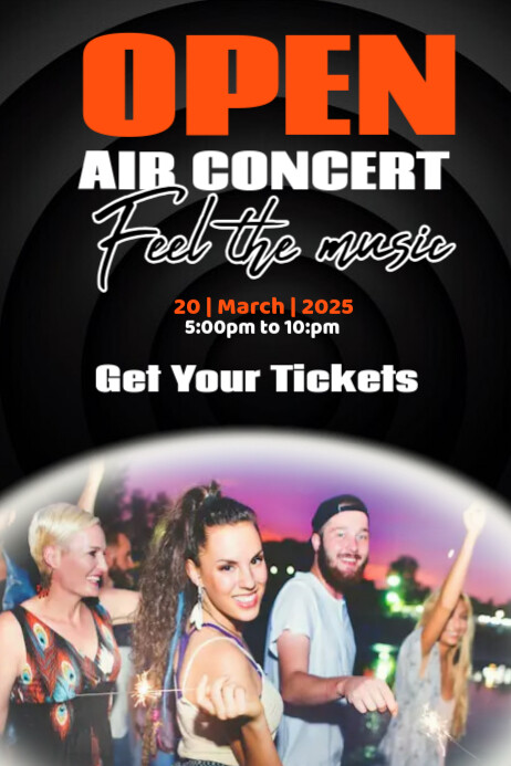 Poster Openevent Black Typographic Open Air Concert Poster Template | PosterMyWall