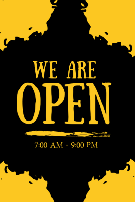 Black Open Sign Posters Template | PosterMyWall