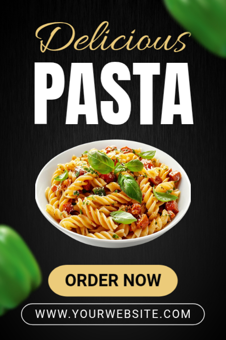 Black Typographic Pasta Restaurant Promotion Poster Template | PosterMyWall