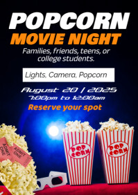 Black Typographic Pop Corn Movie  A1 template