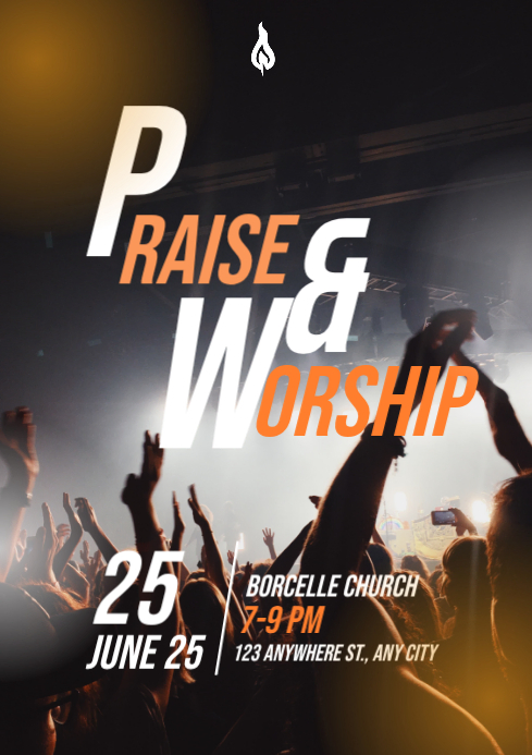 Black Typographic Praise and Worship Event A3 Template | PosterMyWall