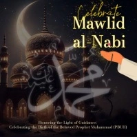 Black Typographic Prophet Muhammad's Birthday Square (1:1) template
