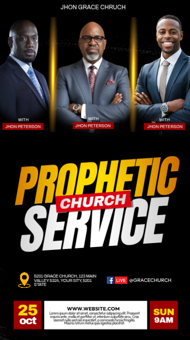 Black Typographic Prophetic Church Service Whatsapp Status Template ...