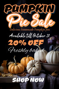 Black Typographic Pumpkin Pie Sale Poster template