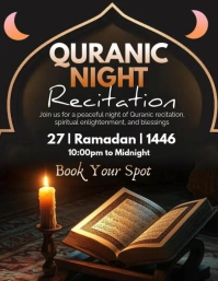 Black Typographic Quranic Night Recitation Flyer (us Letter) template