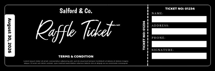 Ticket Raffle Lettering Black Typographic Raffle Ticket | Raffle Ticket Contast | Raffle Ticket ...