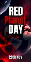 Black Typographic Red Planet Day Roll Up Banner 3' × 6' template