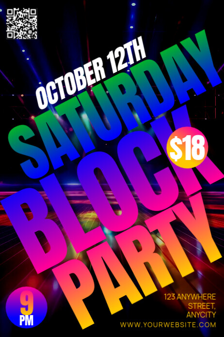 Plantilla de Black Typographic Saturday Block Party Poster | PosterMyWall