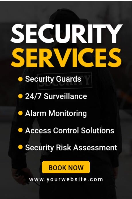 Custom Security Posters Black Typographic Security Services Poster Template | PosterMyWall