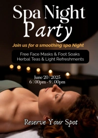 Black Typographic Spa Night Party A2 template