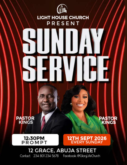 Black Typographic Sunday Church Service Flyer Template | PosterMyWall
