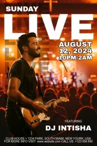 Black Typographic Sunday Live Concert Poster template