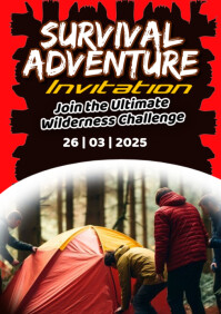Black Typographic Survival Adventure Invitation A1 template