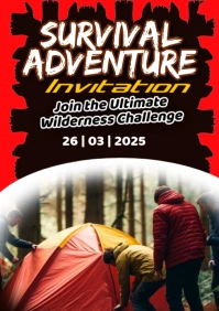 Black Typographic Survival Adventure Invitation A1 template
