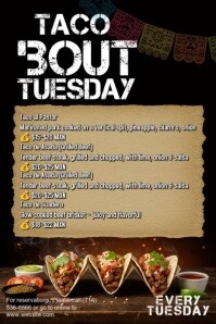 Black Typographic Taco 'bout Tuesday: A Taco Fiesta Every Tuesday! Poster template
