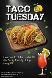 Black Typographic Taco Cravings? We Got You! Poster Póster template