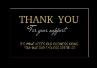 Black Typographic Thank You Business Card  A4 template