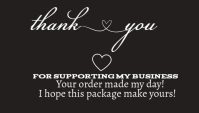 Black Typographic Thank You  Business Card Kartu Bisnis template