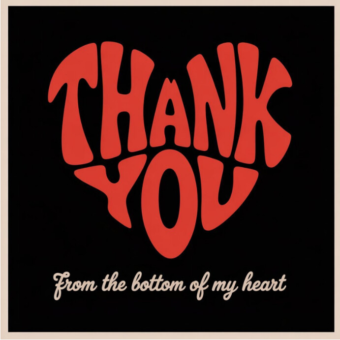 Copy of Black Typographic Thank You Card Instagram Post | PosterMyWall