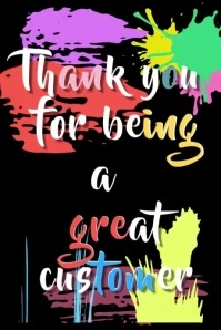 Black Typographic Thank You For A Great Customer Short Video  Poster template