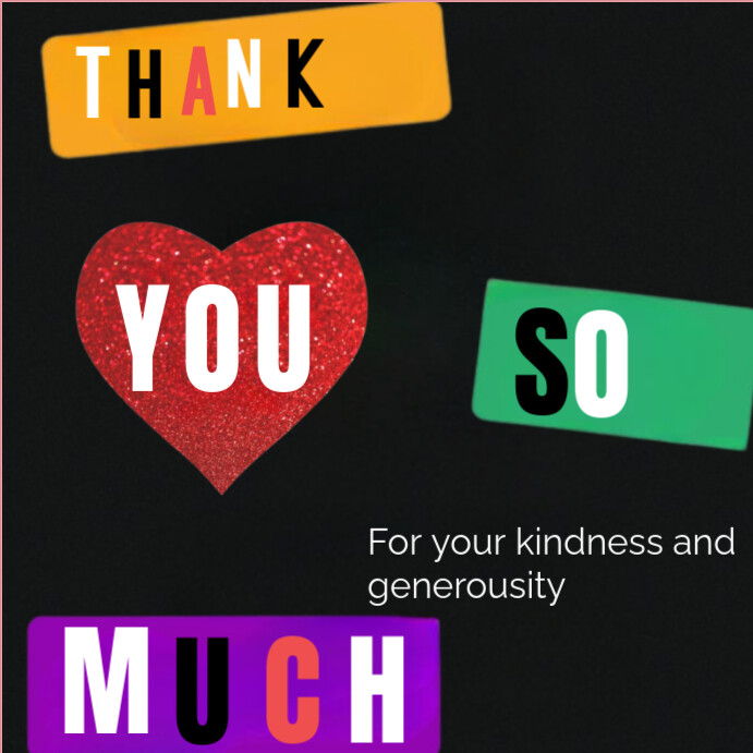 Black Typographic Thank You Instagram Post Template | PosterMyWall