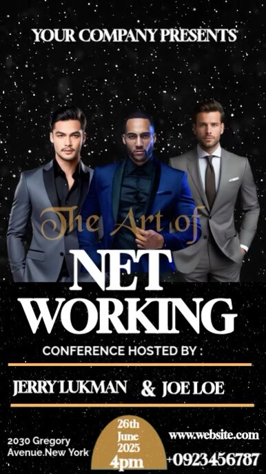 Black Typographic The Art Of Networking Instagram Reel template