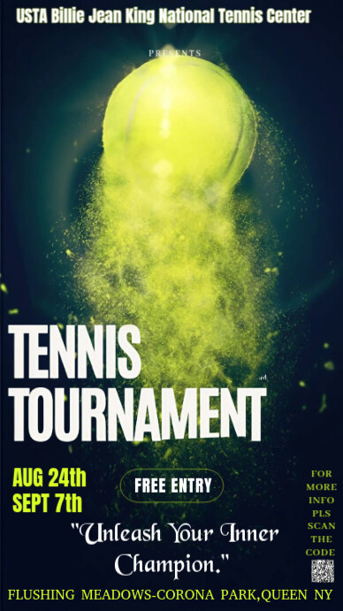 Black Typographic The Poster Features A Dynamic And Energetic Tennis-themed Tennis Tournament  Insta Indaba yaku-Instagram template
