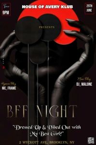 Black Typographic This Image Is A Sophisticated And Stylish Flyer, Likely For An Event Titled "bff N Illustration Pinterest template