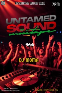 Black Typographic This Image Is An Energetic And Dynamic Flyer For An Event Titled "untamed Sound Mi template