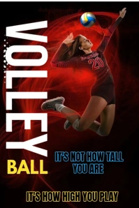 Black Typographic This Volleyball Poster Design Embraces The Spirit Of Determination And Skill Over template