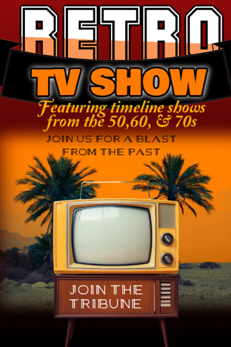 Black Typographic Tv Retro Show Poster Cartaz template