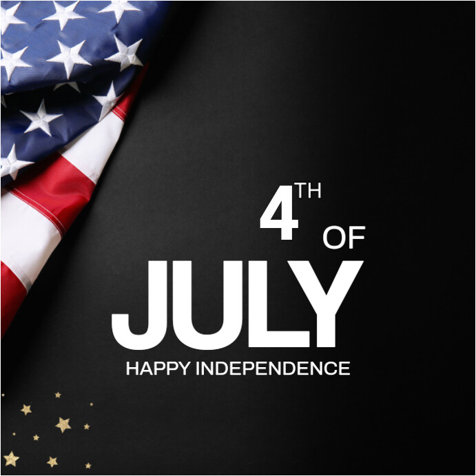 Black Typographic Usa Flag With Black Background Happy Independence Day Instagram Post template