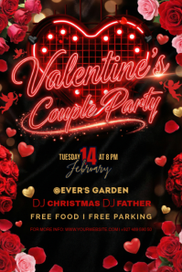Black Typographic Valentine's Couple Party Poster template