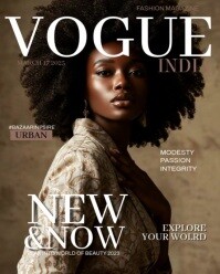 Black Typographic Vogue India Cover Poster Design Instagram Portrait template