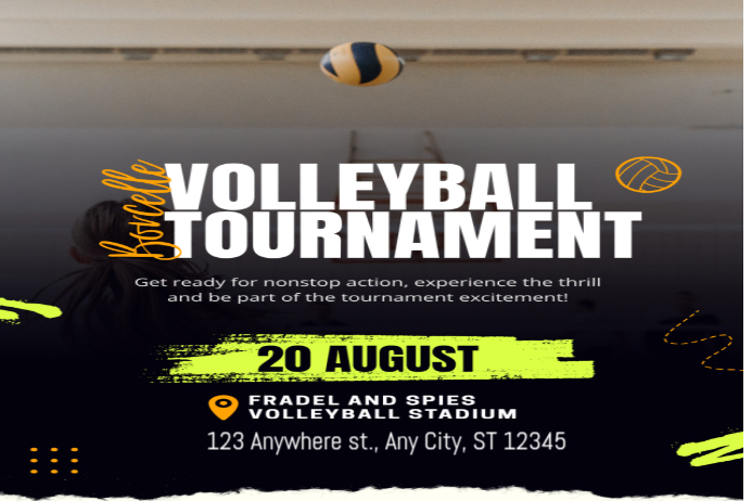 Black Typographic Volleyball Tournament Action Poster Poster Template ...