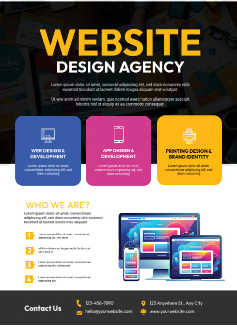 Black Typographic Web Design Service A4 template