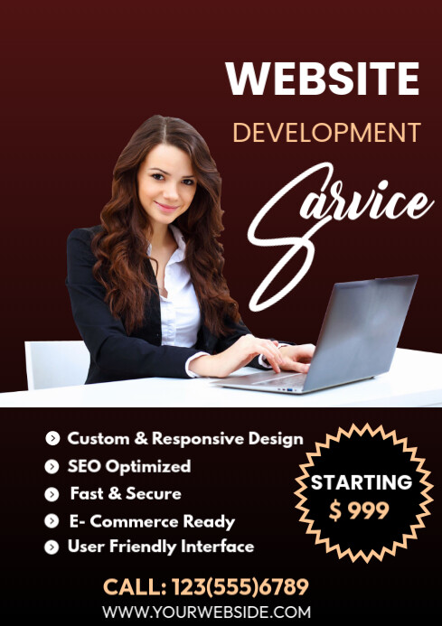 Black Typographic Website Development A4 Template | PosterMyWall