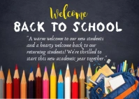 Black Typographic Welcome Back To School  Postcard template