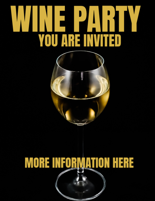 Black Typographic Wine Party Invitation Flyer Template | PosterMyWall