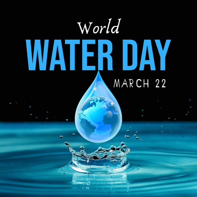 Black Typographic World Water Day Celebration 22 March  Instagram Post template