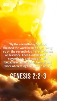 Black Typographic “genesis 2:2–3 – God Rested On The Seventh Day | Creation Story Bible Video” Digit Pantalla Digital (9:16) template