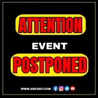 Black Typography Attention Event Postponed In Publicación de Instagram template