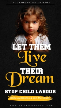 Black Typography Child Labor Poster, Child La Instagram Story template