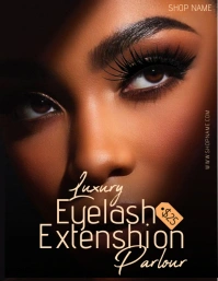 Black Typography Eyelash Extensions Black Fly Flyer (US Letter) template
