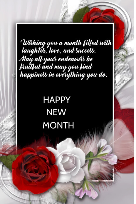 Black Typography Happy New Month Pinterest Gr Template | PosterMyWall