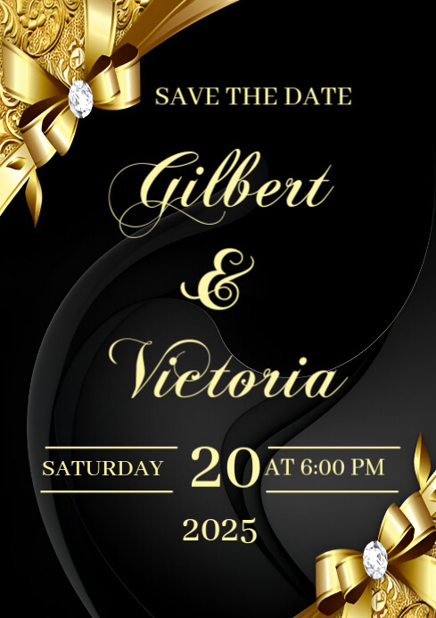 Black Typography Save The Date A3 template