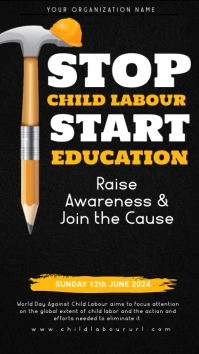 Black Typography Stop Child Labour Instagram template