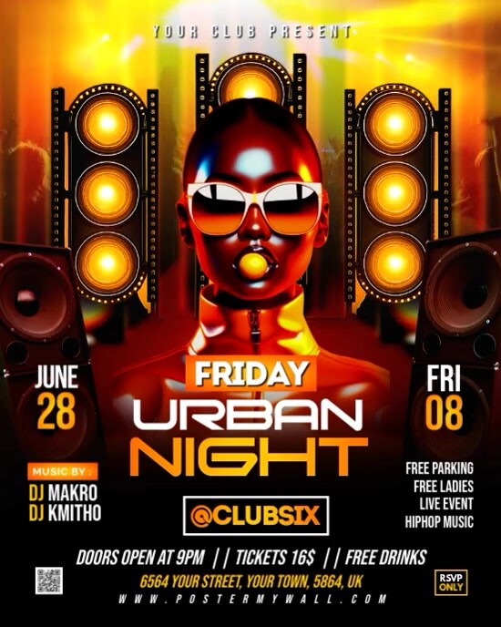 Black  Urban Night Party Flyer Instagram Portrait template