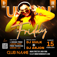 Black Urban Nightclub Event Square Video Quadrado (1:1) template